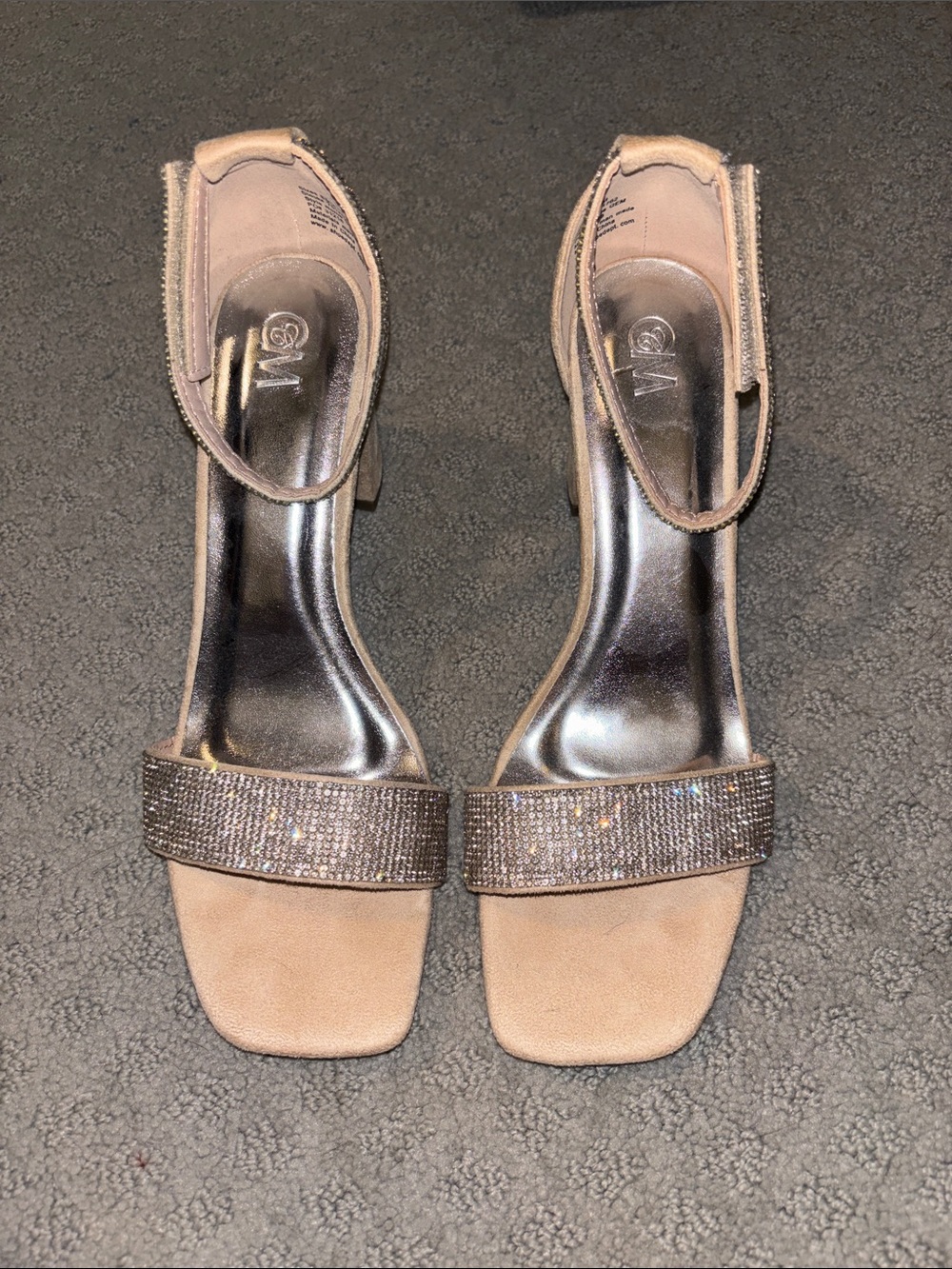 Glam Rhinestone Ankle-Strap Heels in Blush